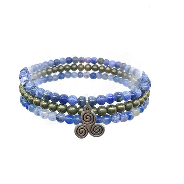 EXPRESSION & WILLPOWER-Blue Aventurine, Sodalite & Pyrite- 3/pc